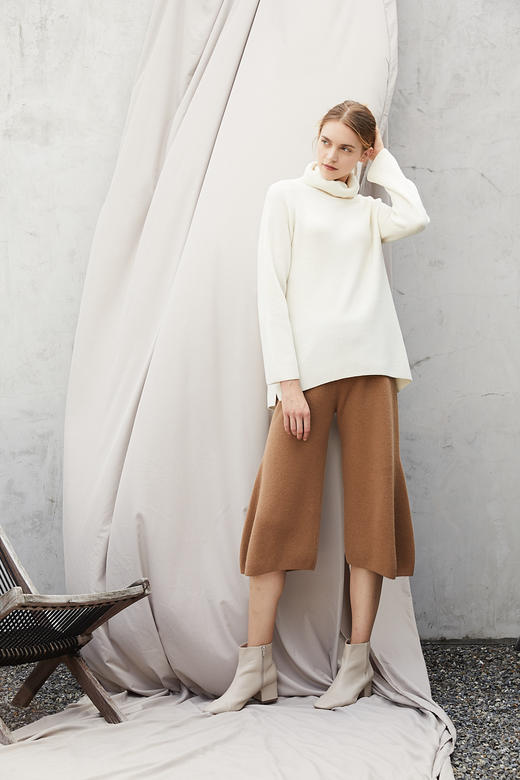  秋冬 高领插肩开叉长袖羊绒女套衫 SJF18W163N 商品图0