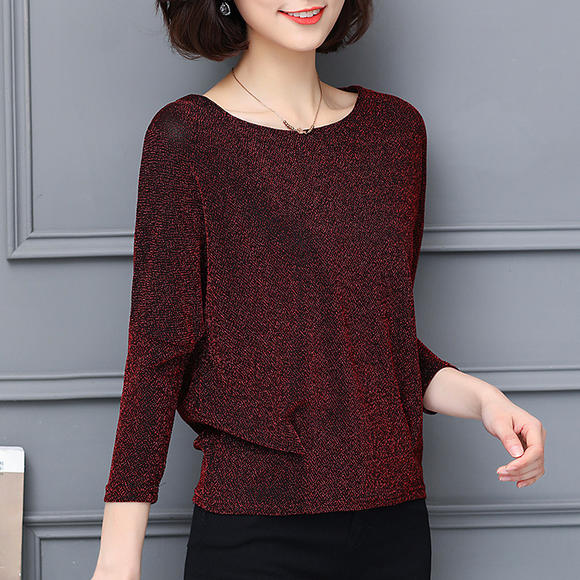 MZ-09048211宽松大码亮丝新款T恤打底衫