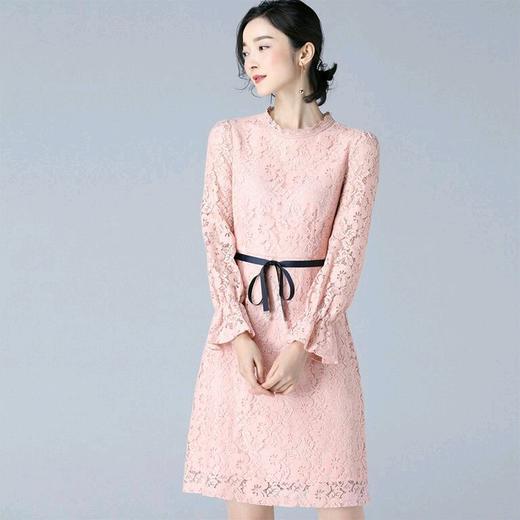 原价1298 特卖价174 村上春csspring 蕾丝长袖系带连衣裙34%棉a60057