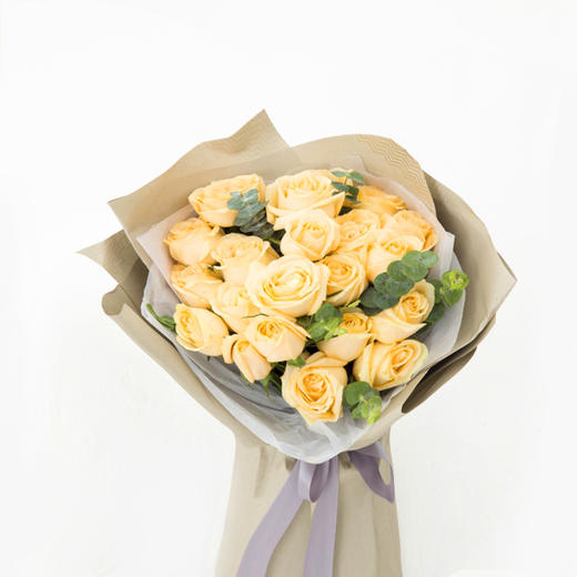 阳光如你材料19朵香槟玫瑰鲜花店送花上门订花预定鲜花同城配送