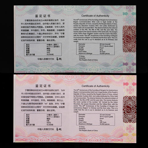 宁夏回族自治区成立60周年金银币·中国人民银行发行 商品图3