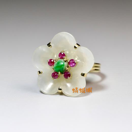 清代白玉“满花香”戒指 商品图0