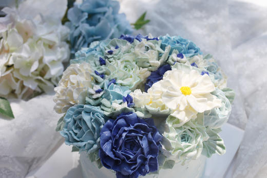 女士款 花朵堆 蓝白色系 韩式裱花 商品图2