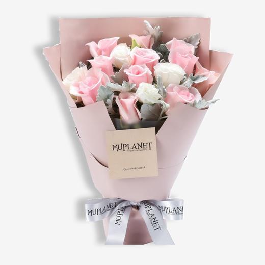 慢慢喜欢你-11支粉玫瑰+桔梗-鲜花速递同城鲜花店配送生日花北京上海杭州广州深圳订花送花 商品图0