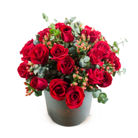 满满的爱-33支红玫瑰尤加利叶抱抱桶-全国鲜花速递同城鲜花店配送生日花北京上海杭州广州深圳订花送花