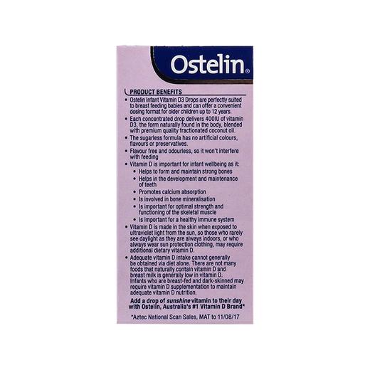 【保税仓】澳洲进口Ostelin奥斯特林 婴儿维生素D3 drops 2.4毫升 适用于母乳喂养的婴幼儿及12岁以下儿童 商品图3