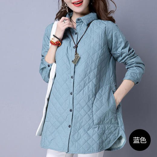 加厚夹棉衬衫外套中长款韩版宽松长袖保暖上衣hl76582