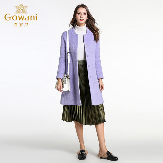 乔万尼冬季毛呢外套女A版修身中长款简约大气长袖羊毛呢子大衣E154A250 商品图2