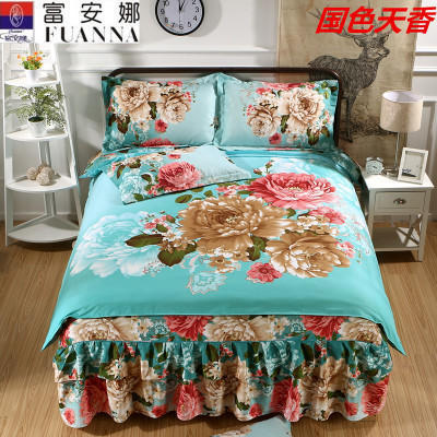 MS-HM-001新款富安那专柜全棉大版花爆款双边床裙款四件套 商品图2