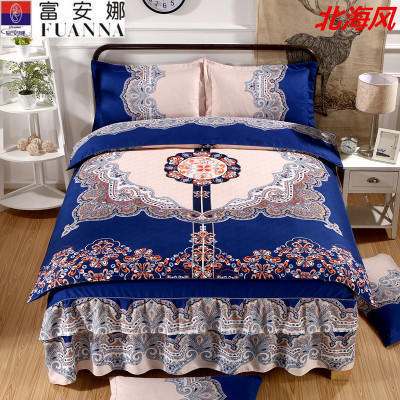 MS-HM-001新款富安那专柜全棉大版花爆款双边床裙款四件套 商品图0