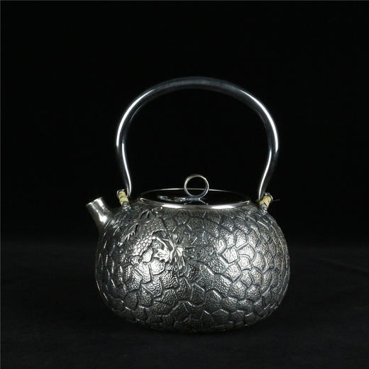 《必福多福》纯手作银制壁虎葡萄提梁壶（定） 商品图0