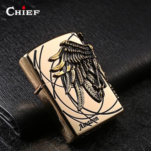 【打火机】*CHIEF首领黄铜个性煤油男士经典贴章打火机 商品图1