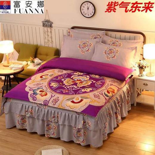 MS-HM-001新款富安那专柜全棉大版花爆款双边床裙款四件套 商品图1