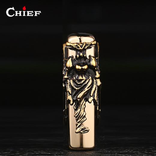 【打火机】*CHIEF首领黄铜个性煤油男士经典贴章打火机 商品图2