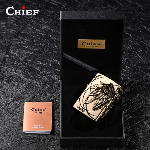 【打火机】*CHIEF首领黄铜个性煤油男士经典贴章打火机 商品图3