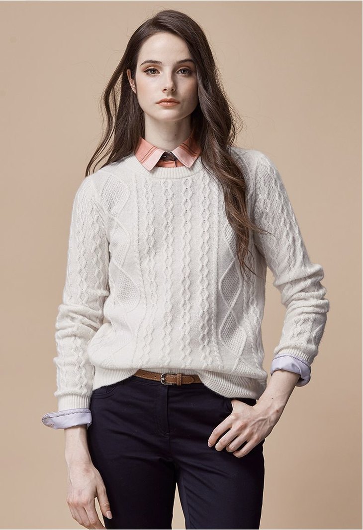 进口山羊绒材质女士套头多色麻花毛衣!