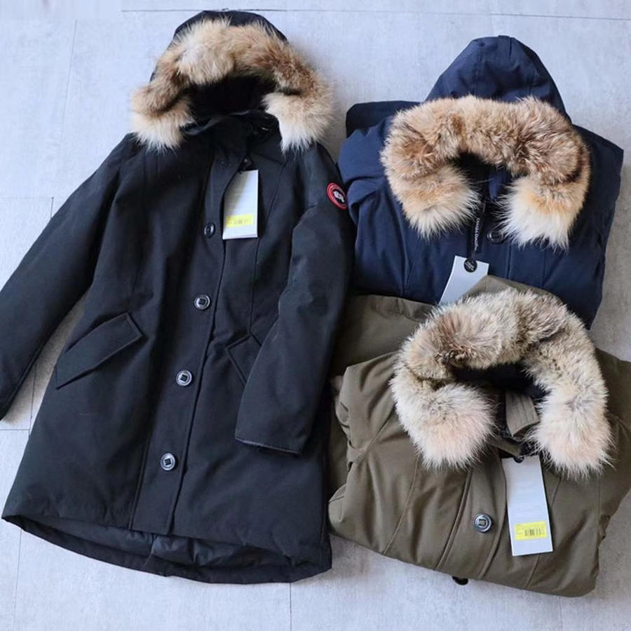 cana** goos*中长款狼毛羽绒服 【单重1.7kg】