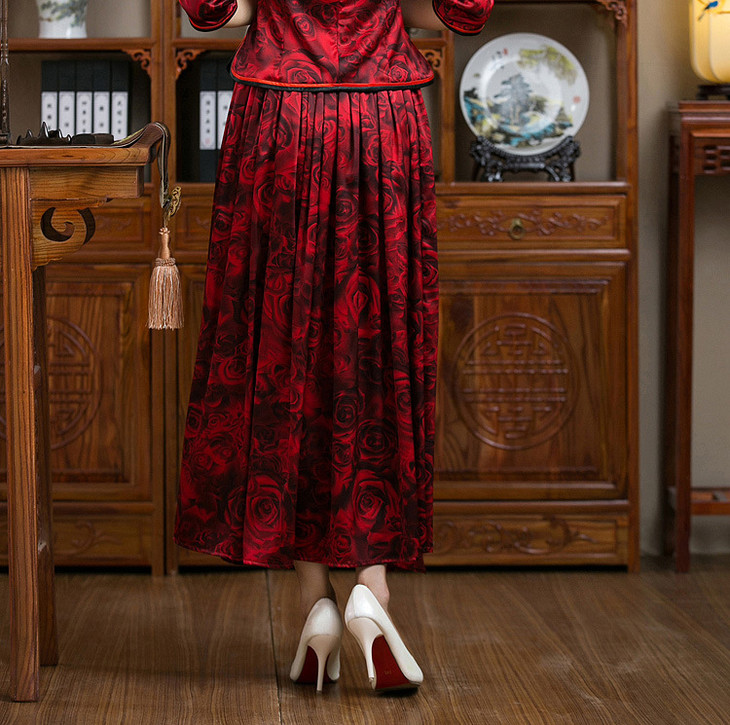 复古唐装高端定制真丝两件套套裙货号fd1697133
