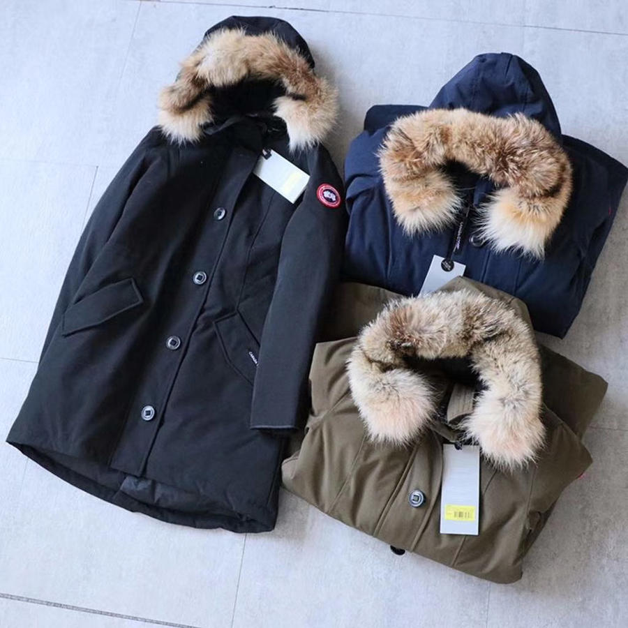 cana** goos*中长款狼毛羽绒服 【单重1.7kg】