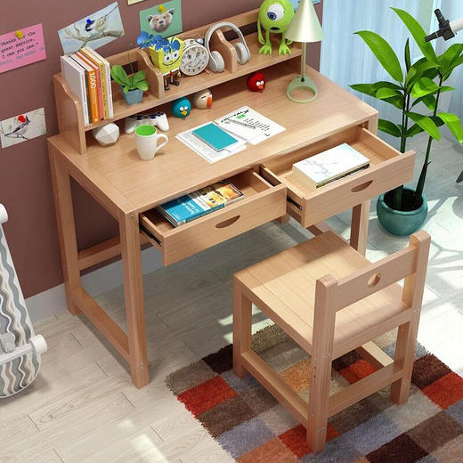 实木儿童书桌小学生学习桌儿童写字桌椅套装可升降小孩家用课桌椅szy