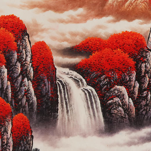 湖山画苑山水国画客厅装饰画办公室挂画手绘真迹画鸿运高照 周华