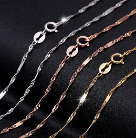 【首饰】金项链女锁骨链盒子链 简约素链玫瑰金o字链送女友 商品图0