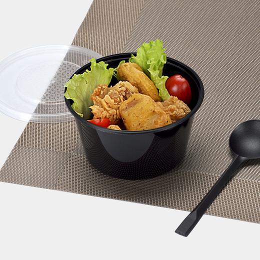 喇叭花圆形一次性餐盒便当盒外卖打包盒快餐盒汤碗透明塑料盒带盖 商品图2