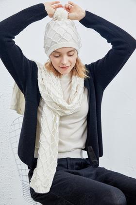 秋冬 手工编结网纹帽子  SJF18P142N