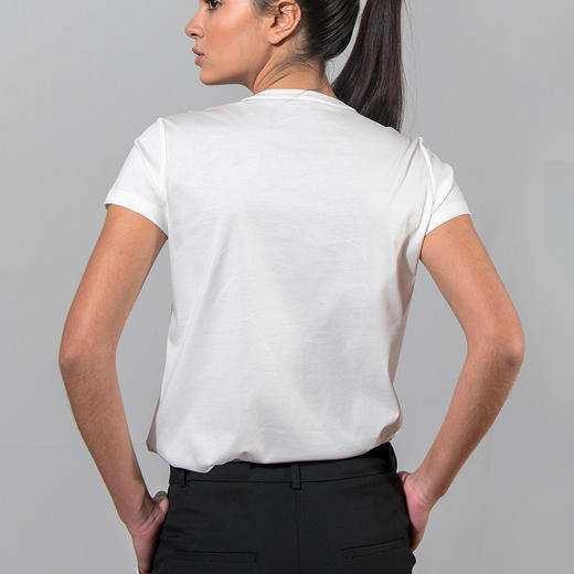 女士经典款80支新疆长绒棉V领T恤 商品图2