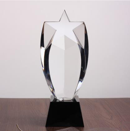 水晶五角星刻字奖杯公司纪念品企业比赛奖杯定做高档创意刻字奖杯 商品图1