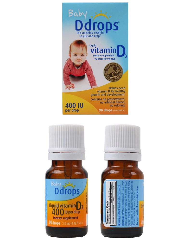 美国babyddrops婴儿维生素d3滴剂90滴美国代购无中文标签介意慎拍
