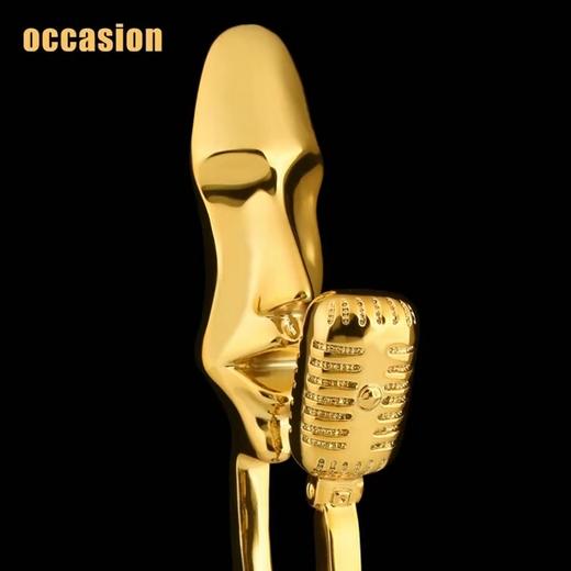 金话筒奖杯 主持人高档麦克风水晶定制唱歌演讲比赛音乐奖品制作 商品图2