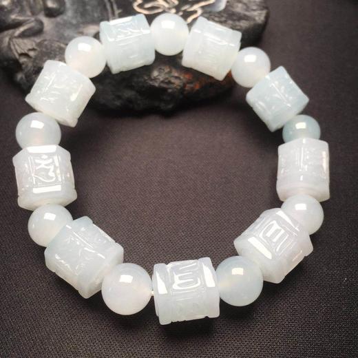 【d81759】翡翠冰糯种六字真言手串