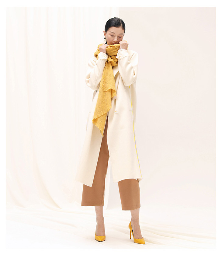 双面尼大衣 -韩版纯色长款外套羊毛白色cnc8097 - 念奴娇服饰集团商城