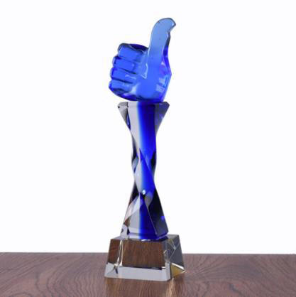 蓝色奖杯定制水晶创意奖品琉璃奖杯个性纪念品定做企业表彰奖杯 商品图2
