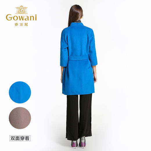 乔万尼冬季呢子大衣女简约时尚中长款修身显瘦双面羊毛呢子外套E144A813 商品图3