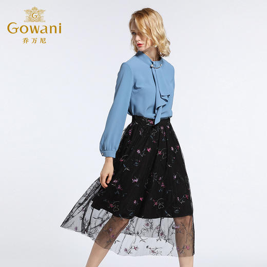 乔万尼半身裙女春 新款高腰气质印花a字蓬蓬纱裙中长款EB3D220 商品图2