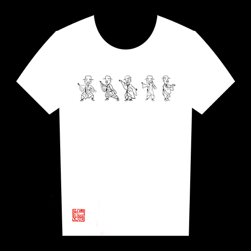 太极文化T恤衫 — 五人行图案（白色 黑色  灰色）