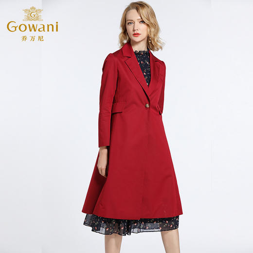 【两色可选】乔万尼外套女春季 新款通勤干练西装领修身高腰风衣女中长款厚EB3A245 商品图9