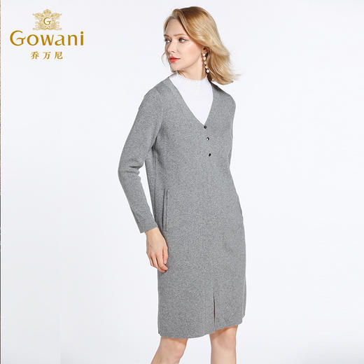 乔万尼冬季新款半高领假两件修身直筒羊毛针织连衣裙中长款厚EB4M012 商品图1