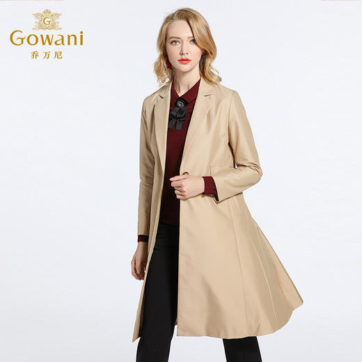 【两色可选】乔万尼外套女春季 新款通勤干练西装领修身高腰风衣女中长款厚EB3A245 商品图8