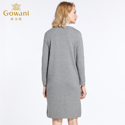 乔万尼冬季新款半高领假两件修身直筒羊毛针织连衣裙中长款厚EB4M012 商品图3