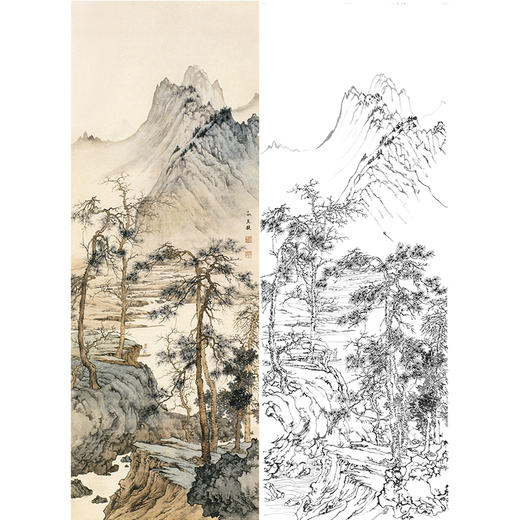 孙天牧竖幅工笔山水白描底稿-仿郭熙法-ST29 商品图0