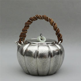 《福祉丰实》纯手作银制翡翠纽南瓜式提梁壶（定）