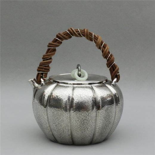 《福祉丰实》纯手作银制翡翠纽南瓜式提梁壶（定） 商品图0