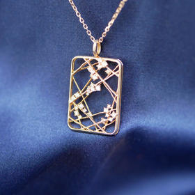 「窗」钻石14K玫瑰金项链