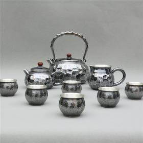 《拙石奉友》纯手作银制碎石纹茶具一套（定）