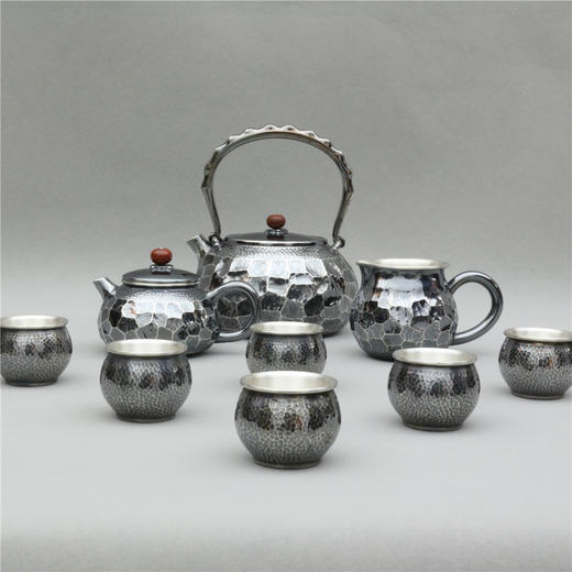 《拙石奉友》纯手作银制碎石纹茶具一套（定） 商品图0