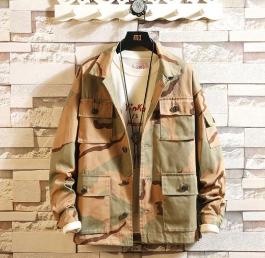 【夹克男】秋冬款复古日系原宿迷彩夹克外套欧美潮牌情侣工装休闲宽松夹克男 商品图2