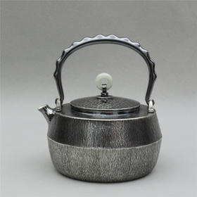 《火石补天》纯手作银制翠钮火石纹提梁壶